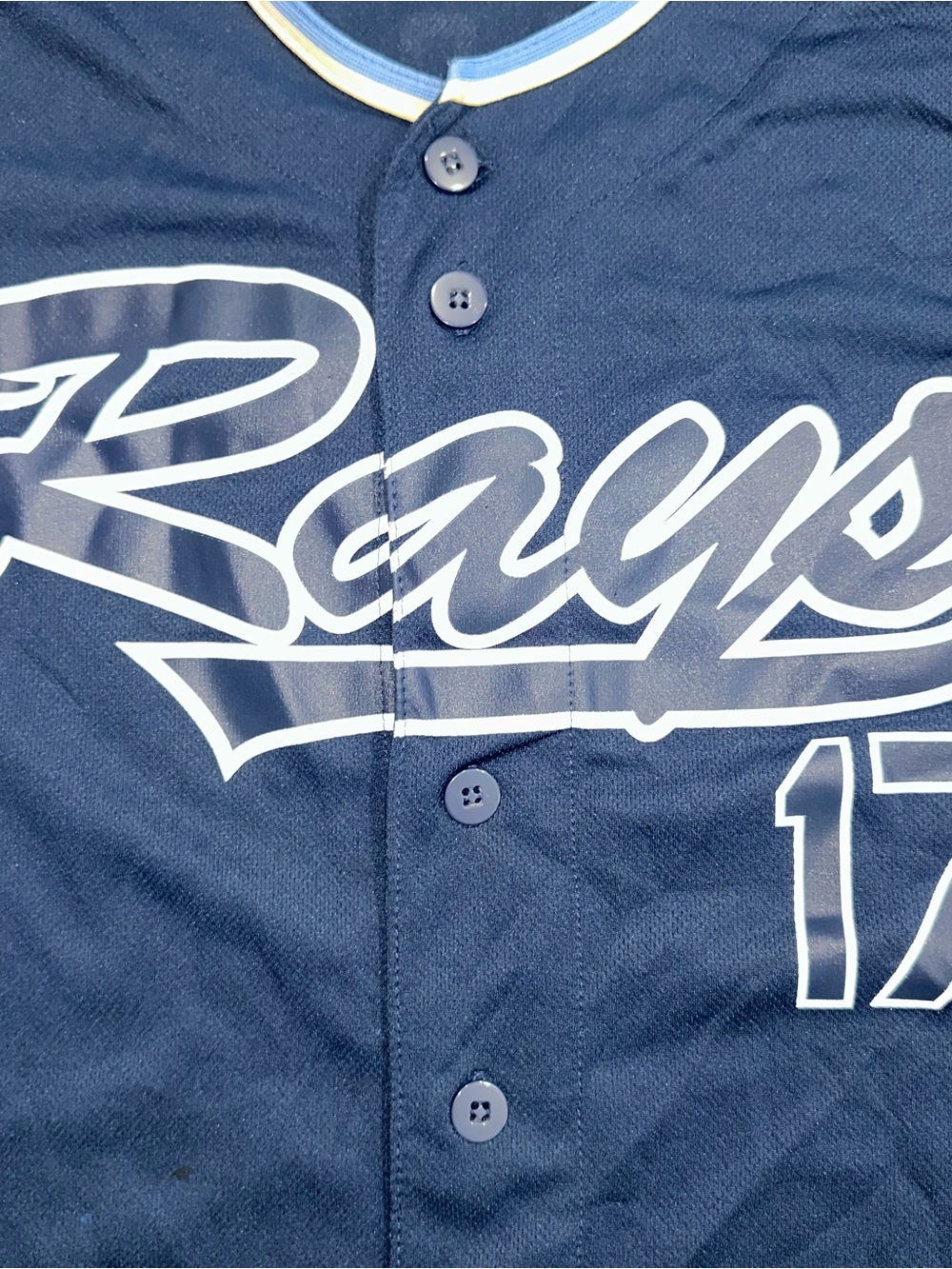 Tampa Bay Rays Meadows 17 Youth XL Navy MLB Baseball Jersey Shirt - Picture 2 of 10